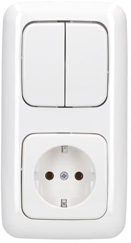 Busch- Jaeger Reflex SI Komplett-Sets - Alpinweiß (1x Steckdose, 1x Serienschalter, 1x 2f Rahmen, 1x Wippe-Serie)