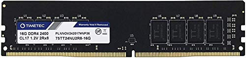 Timetec 16GB DDR4 2400MHz PC4-19200 Non-ECC Unbuffered 1.2V CL17 2Rx8 Dual Rank 288 Pin UDIMM Desktop PC Computer Memory RAM Module Upgrade (16GB)