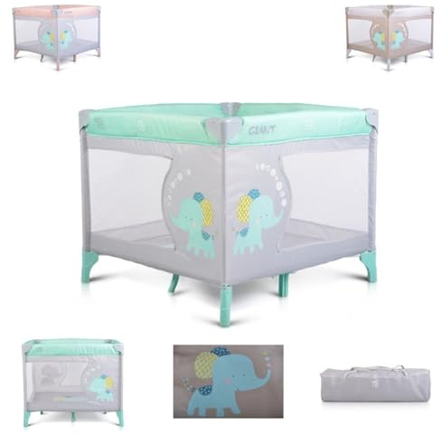 Reiselaufstall Giant, Laufstall klappbar, mit Matratze als Reisebett grün