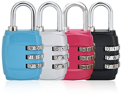 4 Piece Drawer Lock, 3-Digit Code Cabinet Lock, resettable Combination Lock, Color Padlock, Metal Digital Lock, Used for lockers and suitcases