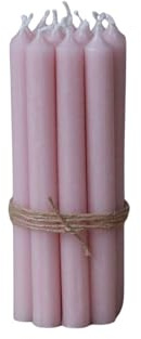 Lot de 12 bougies à tige fines, hauteur : 13 cm, diamètre : 1,2 cm, différentes couleurs, durée de combustion : 2,5 heures, Avent, Noël, couleur : rose poudré