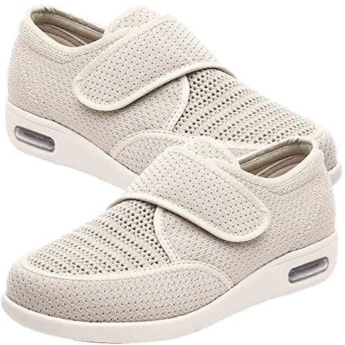 Scarpe ortopedici da donna, larghezza speciale, scarpe per fascite plantare, da donna, scarpe slip-on comode, leggere, per corsa, lavoro, camminare, beige, 38 EU