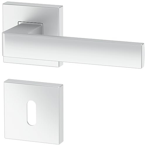 Ergo - Maniglia porta in argento opaco, quadrata, colore: argento opaco