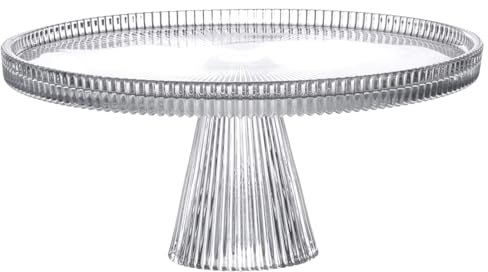 BRANDANI Plissè Alzata Tortiera in Vetro Trasparente 24,5cm