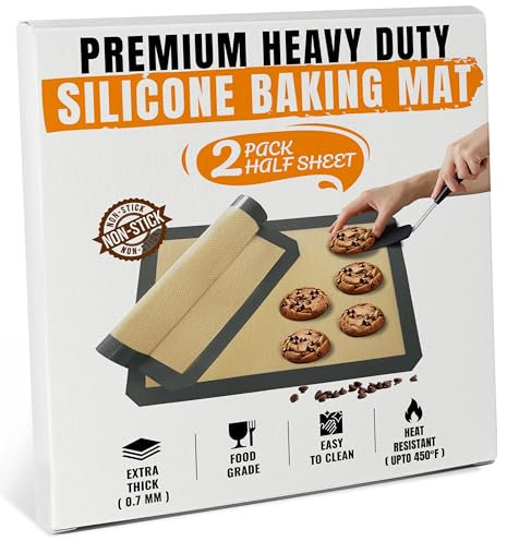 Silicone Baking Mat - 2 Pack Reusable Silicone Baking Sheet Liner for Oven - Half Sheet Nonstick Mat 16.5x11.6 for Bread, Dough, Macaron, Cookie Cooking Liners for Kitchen Counter Bakery Supplies