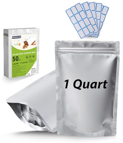 60 st 1 Quart Mylar-väskor för matförvaring – Mindeeryy 17,8 x 25,4 cm dragkedja återförslutningsbar för stora Mylar-förvaringsväskor-extra tjock 10 mil