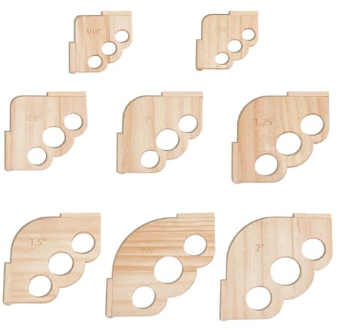 BENECREAT Ensemble de Gabarits de Toupie en Pin 8 pièce Ensemble de Gabarits de Rayon D'Angle avec 8 taille (0.8~6.3cm) Outils de Travail du Bois pour Guide de Toupie pour Meubles