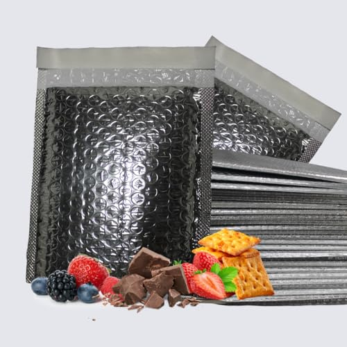 100-Pack IIP Texas Insulated Bubble Mailers, Thermal Radiant Barrier, Waterproof Self-Seal Shipping Bags, Metallic Silver, Multiple Sizes (6 x 7 / 100 Count)