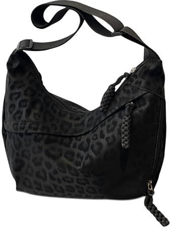 FOSDICK Sac Bandoulière Femme en Simili Daim Léopard Sacoche Femme Bandoulière, Grande Capacité Sac a Main Femmes Bandoulieres, Rétro Crossbody Bag, Sling Bag, Sacs Hobo pour Voyage, Usage Quotidien