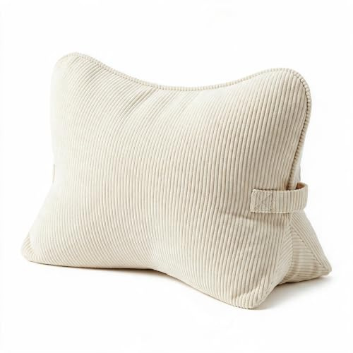 Patented Reading Pillows for Bed,Lumbar Support Back Pillow for Couch | Cuddle Cushion for Adults,Triangle Back Cushion for Bed, Sofa& Chair, Headboard Pillow with Handle & Washable Cover(Beige）