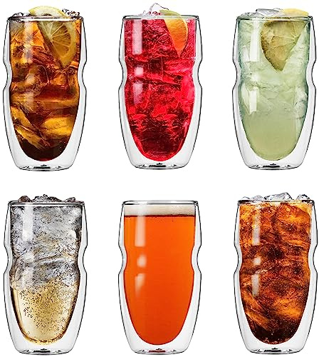 Ozeri Serafino Double Wall Insulated Iced Tea and Coffee Glasses, 16-Ounce, Set of 6