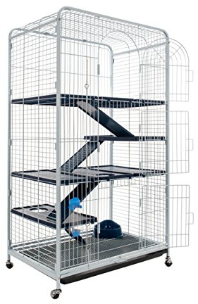 Tyrol Bigtower Cage pour Petit Animaux Bleu/Noir 79x52x140 cm