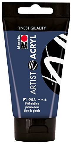 Marabu 12200002953 - Artist Acryl phthaloblau 75 ml, feine Acrylfarbe in Künstlerqualität, auf Wasserbasis, pastose Konsistenz, hoch pigmentiert, sehr gute Brillanz und Deckkraft