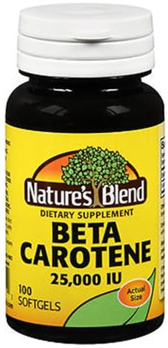 Nature's Blend Beta Carotene 25000 IU - 100 Soft Gels, Pack of 2