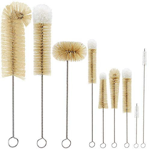 MASTERTOP Reinigungsbürsten-Set für Flaschen,9-teiliges multifunktionale Flaschenbürste, geeignet für die Reinigung von Strohhalm, Milchflasche, Weinglas, Dekanter und Ausgießer von Teekanne