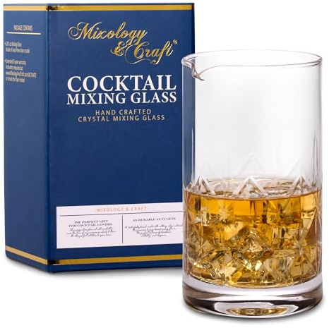 Mixology & Craft 24oz Crystal Cocktail Mixing Glass – Lead-Free Clarity, Stable Weighted Base, Specialty Bar Tool for Martinis, Negronis, Old Fashioned, Home Bar Displays, Entertaining and Gift Giving