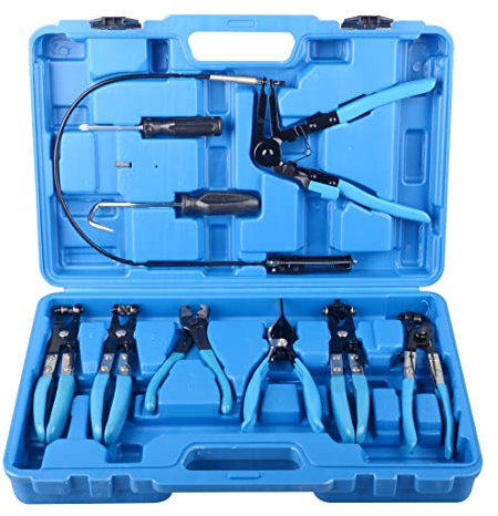 Juego de 9 alicates de abrazadera de manguera de largo alcance para manguera de combustible y aceite