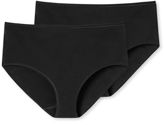 Schiesser Damen Slip Midi 2er Pack Doppelpack 95/5-175996, Größe Damen:40, Farbe:schwarz