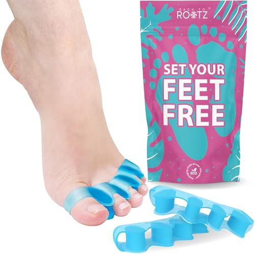 ROOTZ | Separatore Dita Piede e Correttore per Alluce Valgo | Distanziatore e Raddrizza Dita per Sollievo dal Dolore | in Morbido Silicone | 1 Paio (Blu)