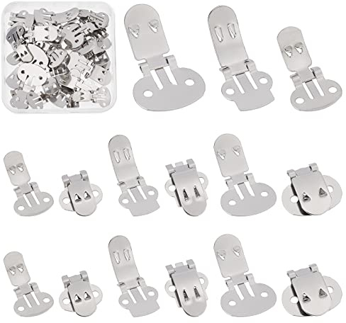 GORGECRAFT, 3 tamaño, 30 uds., Clips para Zapatos de Acero Inoxidable, Clips Planos para Zapatos En Blanco, Hebillas Decorativas de Metal para Zapatos, Accesorios de Decoración para Zapatos DIY
