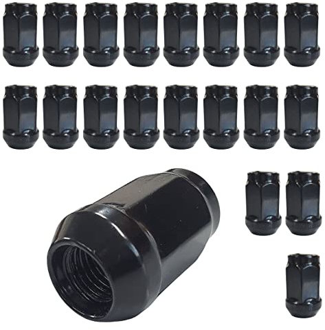 20 Radmuttern schwarz Kegelbund geschlossen M12x1,25 HEX19 kompatibel mit Nissan, Subaru, Suzuki, Lada