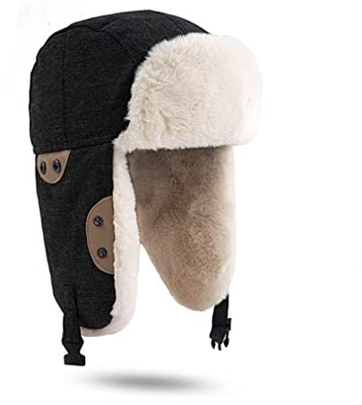 Sleeping forest Ushanka with Ear Flaps WintermüTZE Herren Jüngere Fliegermütze Bomber Hut Aviator Hat Einstellbar Russian Hat Draußen Trapper Hat Fashion Russian Hat Unisex Einheitsgröße Schwarz