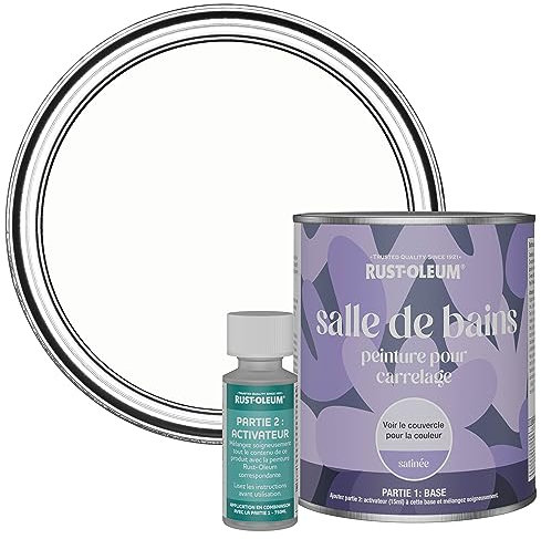 Rust-Oleum White Water-Resistant Bathroom Tile Paint in Satin Finish - Chalk White 750ml