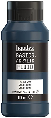 Liquitex 8870415 Basics Fluid Acrylfarbe mit fließender Konsiszenz, schnell trocknend, lichtecht, wasserfest, auf Wasserbasis, 118ml Flasche - Payne's Grau