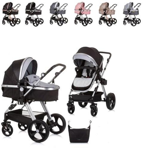 Chipolino Kombikinderwagen Havana 2 in 1 faltbar Tragetasche Sportsitz bis 22 kg, Farben:grau/schwarz