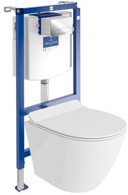 ViConnect H112 - Elemento da parete per WC da incasso con pannello di controllo + gancio a parete, per WC Sogo Slim, colore bianco, senza bordi, set completo | Cassetta di risciacquo da incasso | WC
