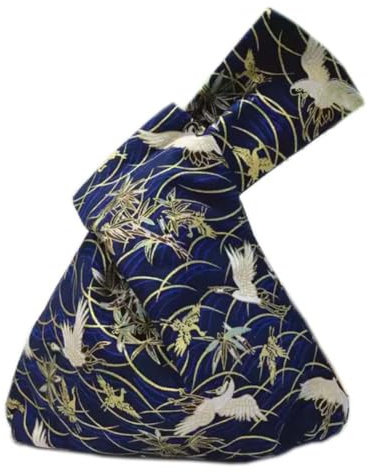 FANCYPUMPKIN Vintage Giapponese Yukata Kimono Crane Handbag Wristlet Piccolo Coin Tote Handle Knot Pouch per le Donne, E-23