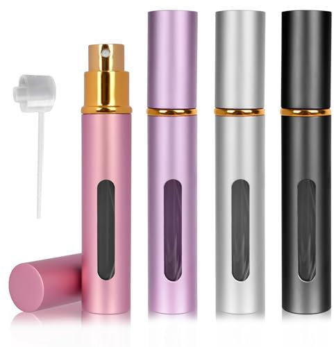 Acentor Bouteille Vaporisateur de Parfum, 4 Pièces 10 ml Mini Atomiseur Parfum, Voyage Bouteille Vaporisateur Portable, Bouteille Vaporisateur de Parfum Rechargeable, pour Homme Femme Voyager