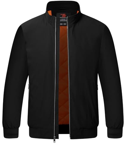 YSENTO Mens Bomber Jackets Winter Casual Windbreakers Jacket Windproof Lined Warm Baseball Coat Outwear(Black,S)