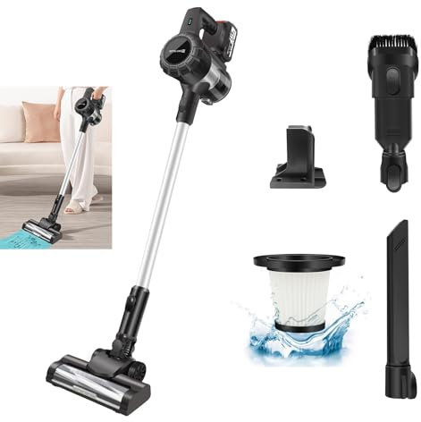 VickyHome Tierhaar Staubsauger Bürstenloser Akku Staubsauger, HEPA-Filter Akku Sauger Staubsauger Kabellos mit 3000mAh Akku, 60 Minuten Laufzeit Handstaubsauger für Tierhaare, Teppich & Harter