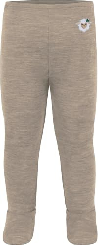 normani Baby Merino Hose Strampelhose mit Fuß Leggings mit Füßen Lange Unterhose Babyhose Thermounterhose aus 100% Bio-Merinowolle für Junge und Mädchen - Oeko-Tex Standard 100 Farbe Beige Größe 80