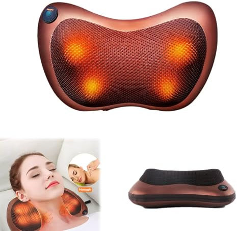 K2 STORE - Cuscino Massaggiatore Shiatsu con Calore per Cervicale, Collo e Gambe, Testine Rotanti per Sollievo da Stress e Dolore, Compatibile con Qualsiasi Schienale