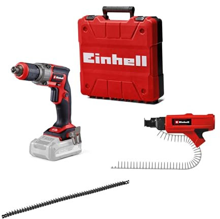 Einhell Professional Akku-Trockenbauschrauber TP-DY 18 Li BL-Solo Power X-Change (18 V, Brushless, Tiefenanschlag, Dauerbetrieb, inkl. Bit, Magazinaufsatz + Schraubengurte, ohne Akku)