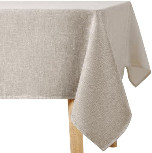 Homaxy Glitzer Tischdecke Abwaschbar Leinenoptik Rechteckig 100x140cm Tischtuch Wasserabweisend mit Lotuseffekt Fleckschutz Tischwäsche für Wohnzimmer, Esszimmer, Party, Beige