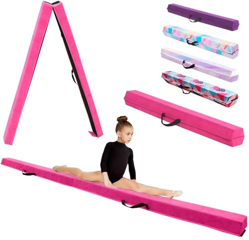 KIKILIVE Soft Balance Beam, Foldable Gymnastics Bar with EVA+EPE Suede-Like Surface, for Kids & Adults, Includes Storage Bag