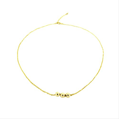 Colgante de Frijol de Oro con Cuentas Redondas 925, Collar de Cadena de clavícula de 14k, joyería de Fiesta de atmósfera para Mujer