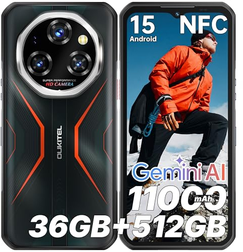 OUKITEL WP55 S Móvil Indestructible 36GB RAM+512GB ROM/2TB TF Movil Resistente MTK G100 Gemini AI Android 15 Telefono Rugerizado 11000mAh 6.6 FHD 120Hz 64MP+32MP/Dual SIM/NFC/GPS/OTG/BT 5.2