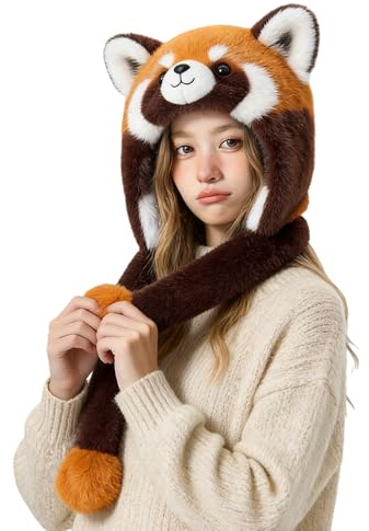 Generisch Cappelli invernali animali per bambini, a forma di procione, spessi cappelli invernali, per donne, ragazze, ragazzi, cosplay, outdoor, freddo, vacanze, tutti i giorni