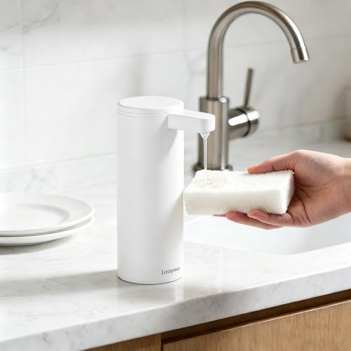 Dispensador de jabón automático de acero inoxidable con sensor infrarrojo: dispensador de jabón líquido automático con sensor infrarrojo - carga USB-C, set de dispensador de jabón para baño, cocina