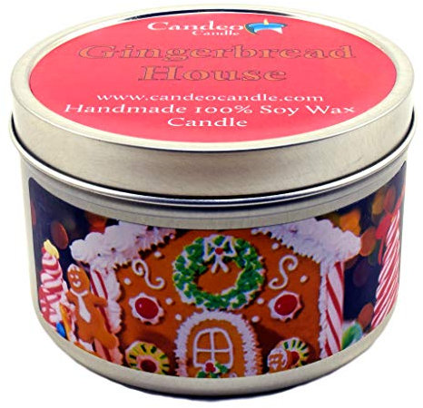 Gingerbread House, Fall Scented Soy Candle Tin (6 oz), Autumn Candles