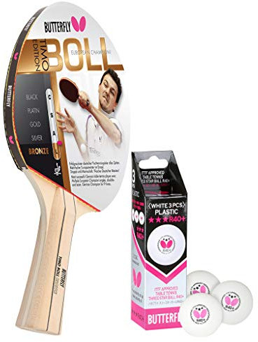 Butterfly Timo Boll Bronze Tischtennisschläger + 3*** ITTF R40+ Tischtennisbälle | Tischtennisschlägerset | Tischtennis Set