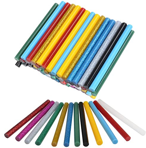THETHO 120 STK Heißkleber Sticks Universal Heißklebepatronen mit Glitzer 7x100mm DIY-Klebesticks Klebestifte Populäre Glitzerfarbe für 7mm Heißklebepistole Kunstwerk,12 Farben
