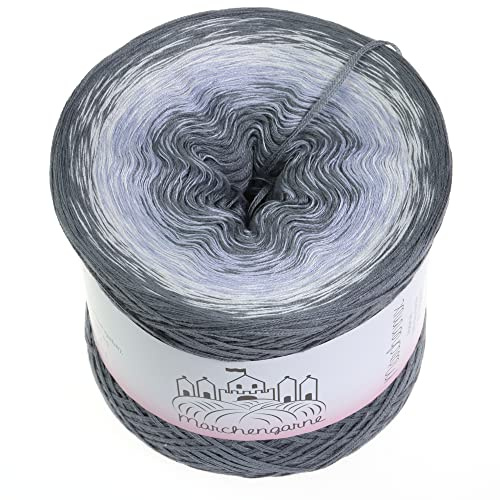 Farbverlaufsgarn Bobbel 300g - 1140m 4Fädig Wolle Strickwolle Häkeln (Zinnsoldat - Mittelgrau außen)