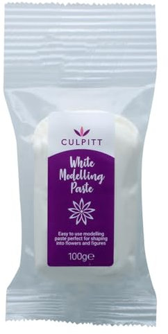 Culpitt Modelling Paste, White, Sugarpaste, Gumpaste For Cake Decorating, Wedding Cakes, Flowers, Animals, Figures, Models - Sets Hard, 100g