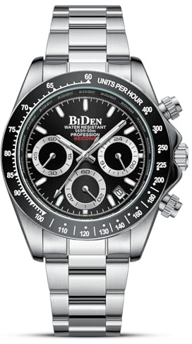 HANPOSH Orologio Uomo Orologio Militare Acciaio Cronografo Impermeabile Luminosi Design Orologi Quadrante Grande da Polso Elegante Sportivo Analogici Data