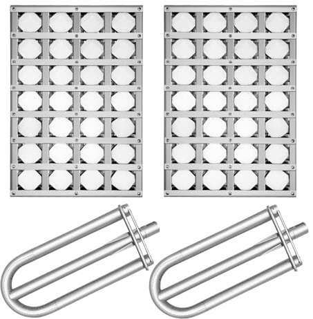 OTAMECE 510-0522 Briquette Tray with 12541 Stainless Steel Burner for Alfresco ALX2-30, ALX2-30SZ, Ceramic Briquettes for Alfresco Gas Grill,2 Pack Set
